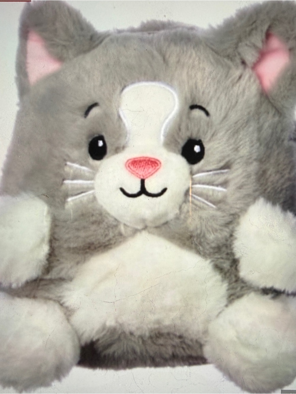 American Greetings Gray White Plush Kitten Stuffed Animal zipped pocket 
NWT